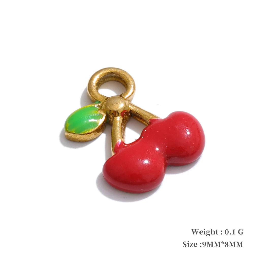 Enamel fruit cherry shell fish heart charms - product image