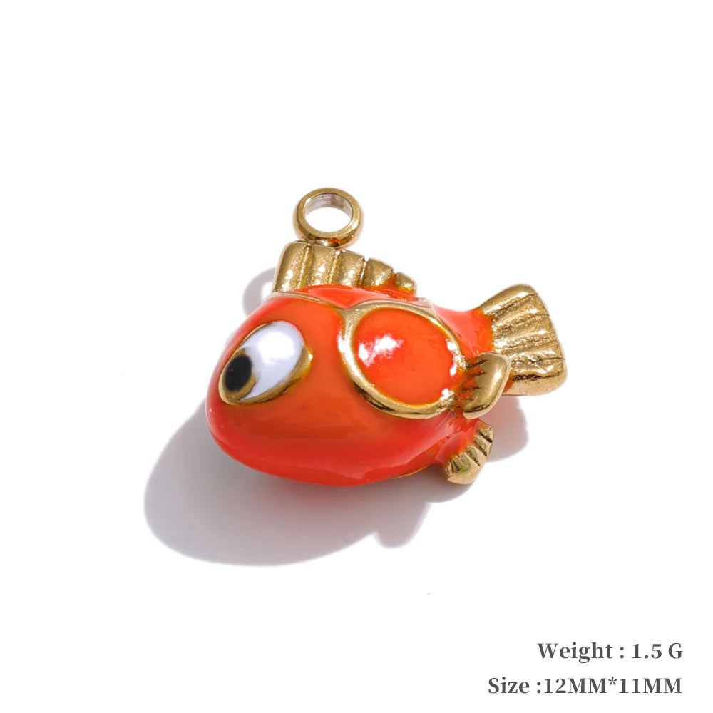 Enamel fruit cherry shell fish heart charms - product image