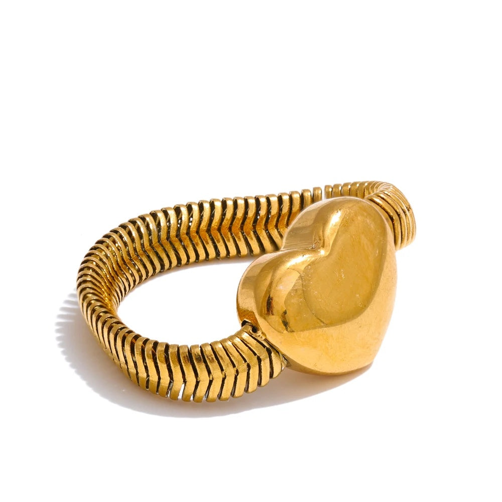 Fashion metal snake chain heart ring - product image