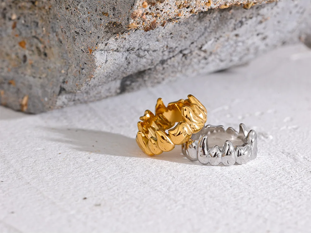 Flame heart wide modern textured ring - product image