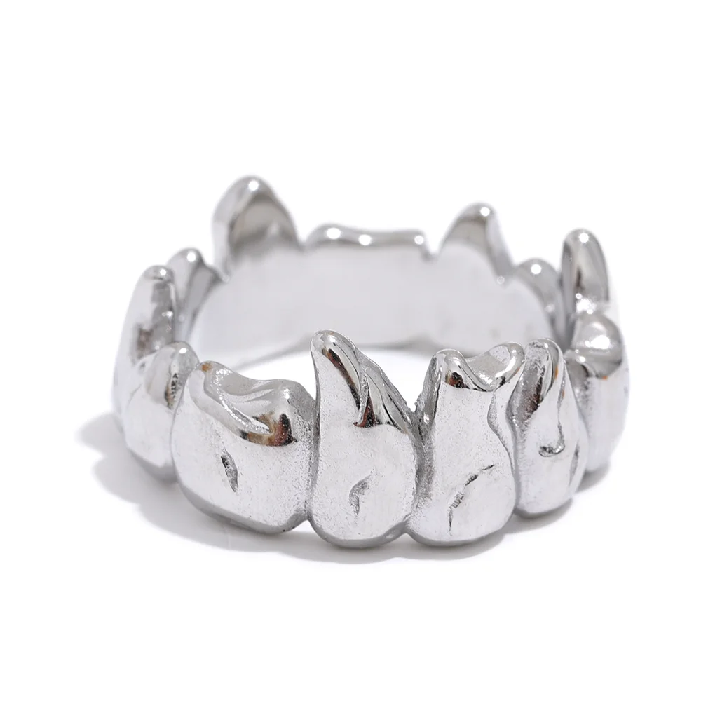 Flame heart wide modern textured ring - product image