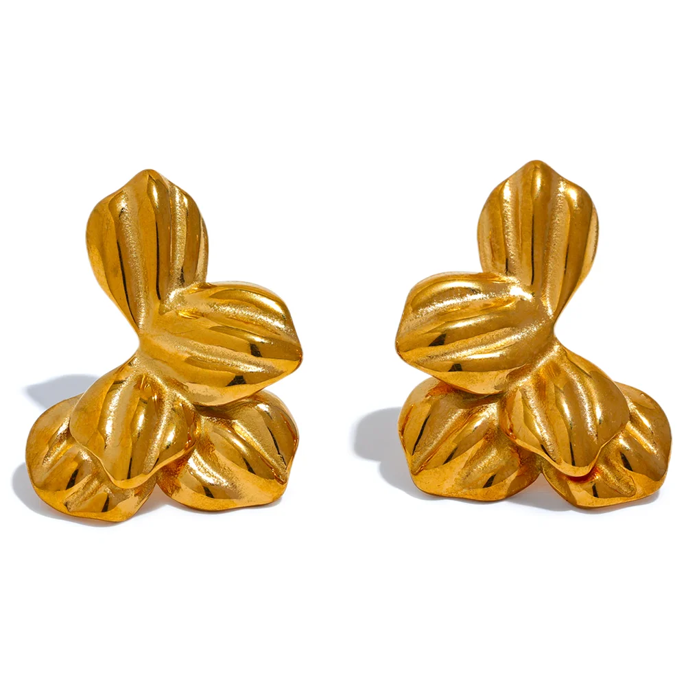 Floral modern waterproof stud earrings - product image