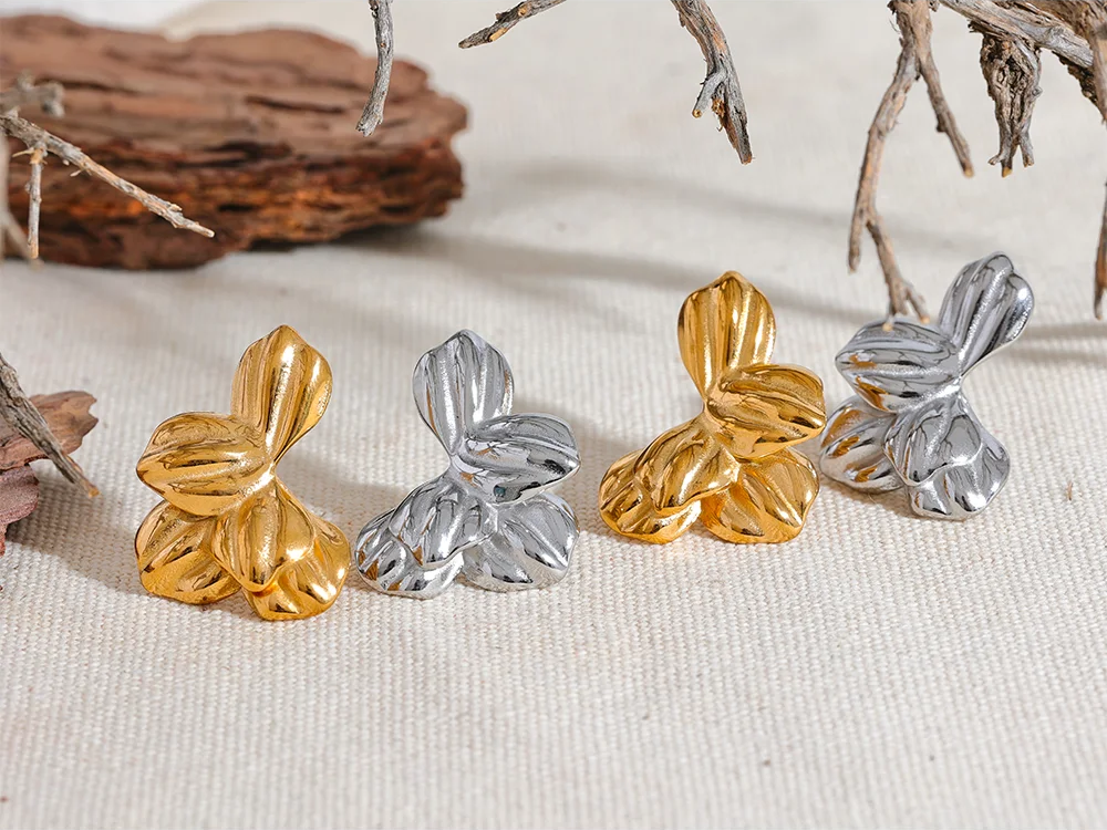 Floral modern waterproof stud earrings - product image