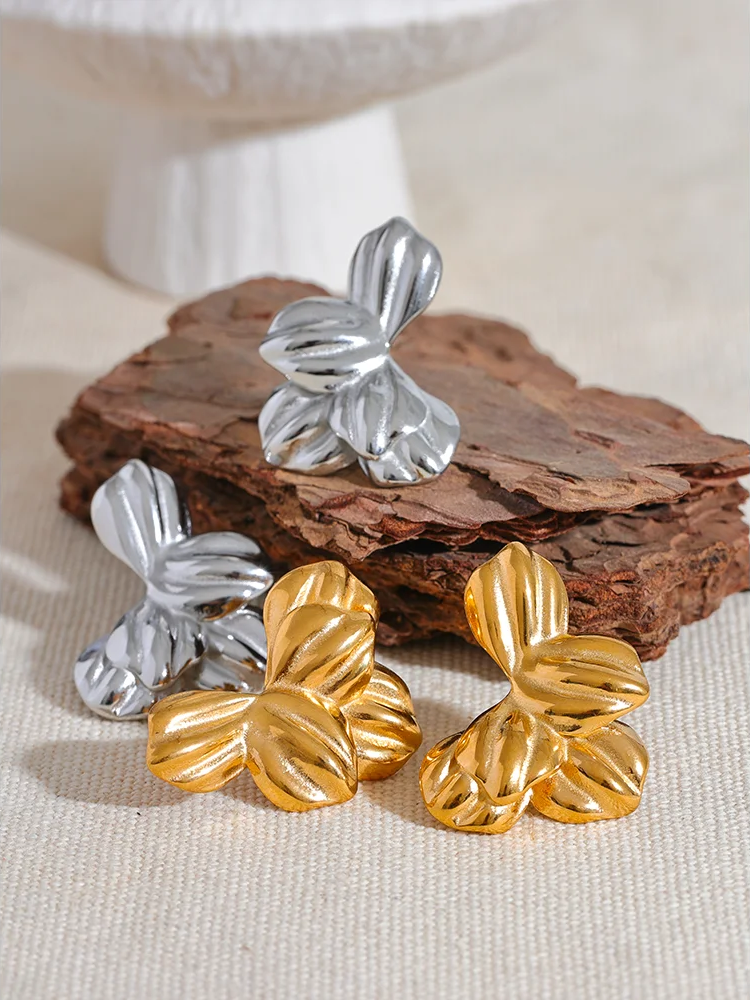 Floral modern waterproof stud earrings - product image