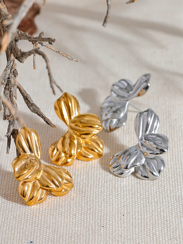 Floral modern waterproof stud earrings - product image