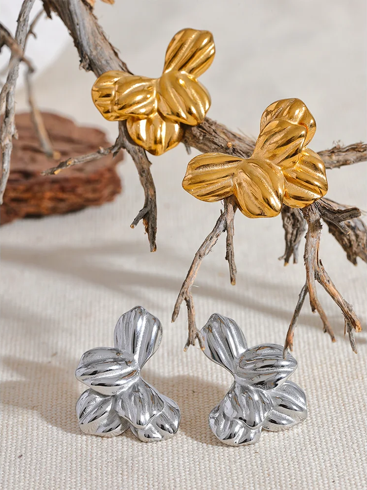 Floral modern waterproof stud earrings - product image