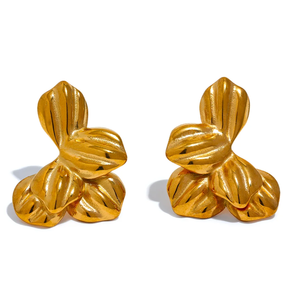 Floral modern waterproof stud earrings - product image