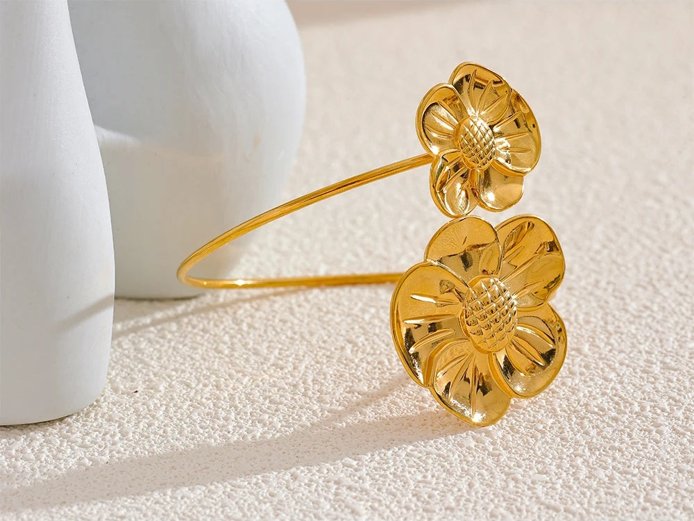 Flower adjustable large waterproof bangle bracelet - product image