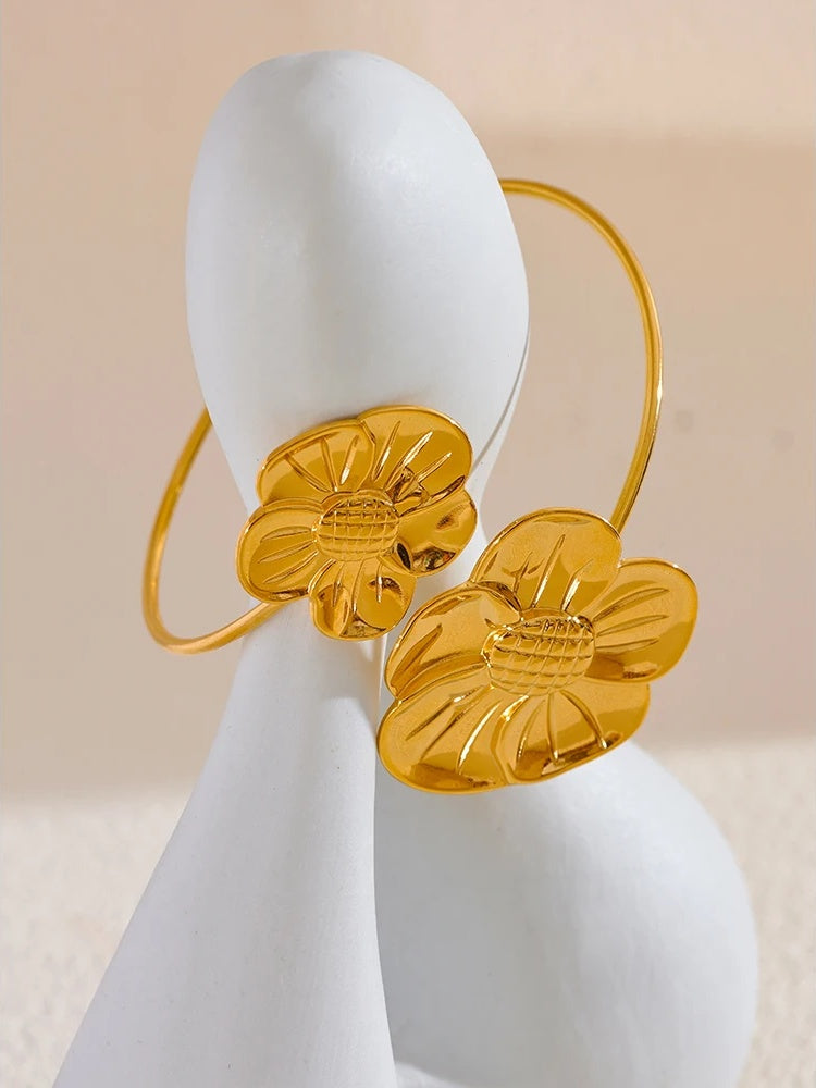 Flower adjustable large waterproof bangle bracelet - product image