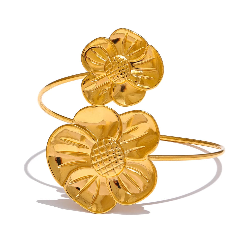 Flower adjustable large waterproof bangle bracelet - product image
