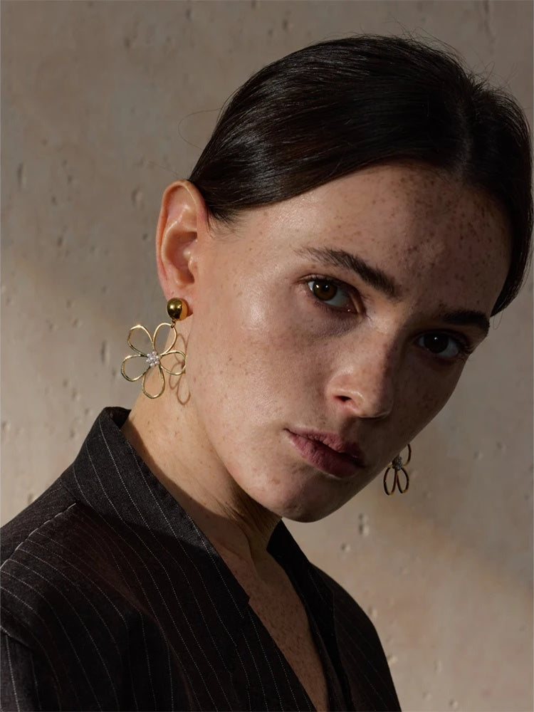Flower big drop dangle earrings women - product image