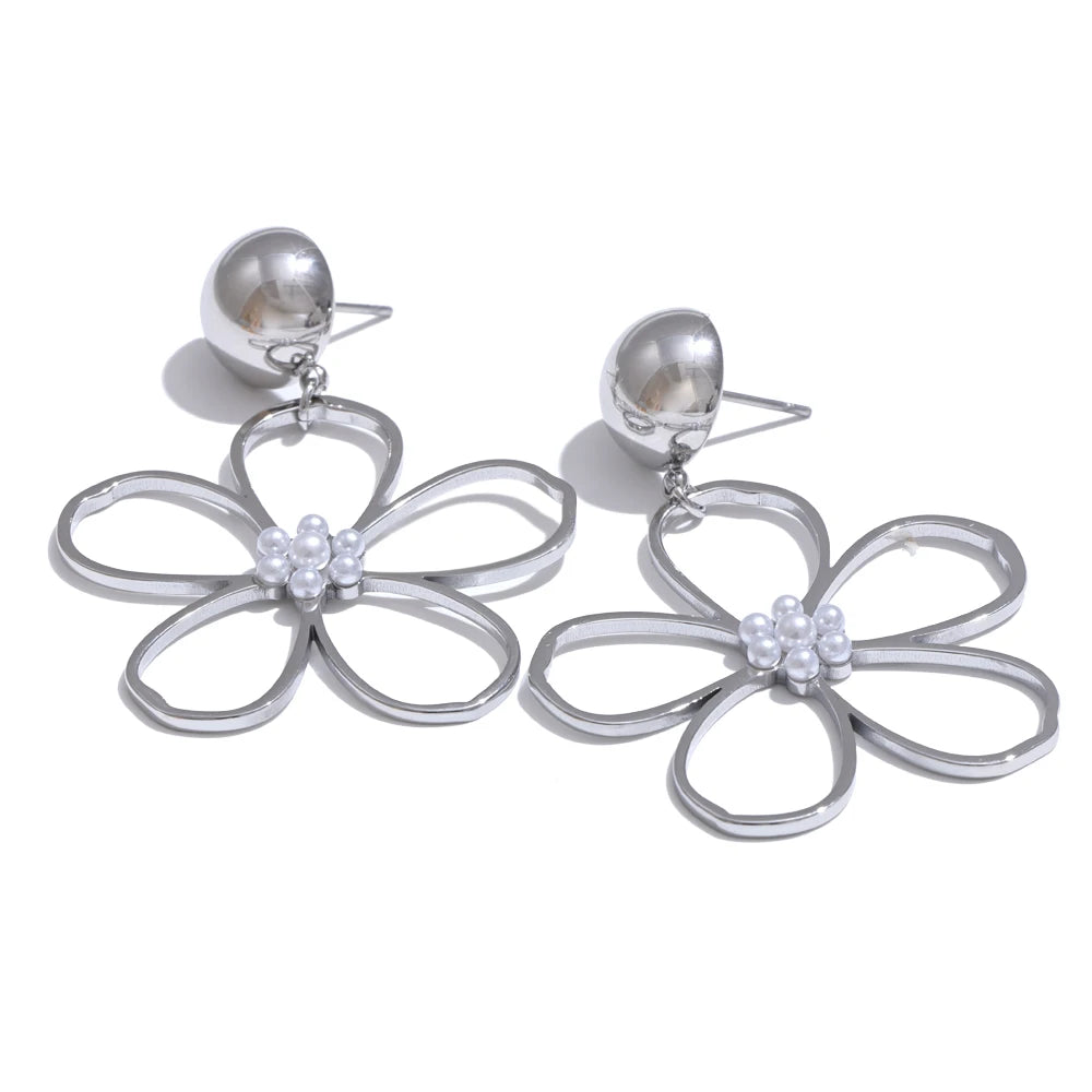 Flower big drop dangle earrings women - product image