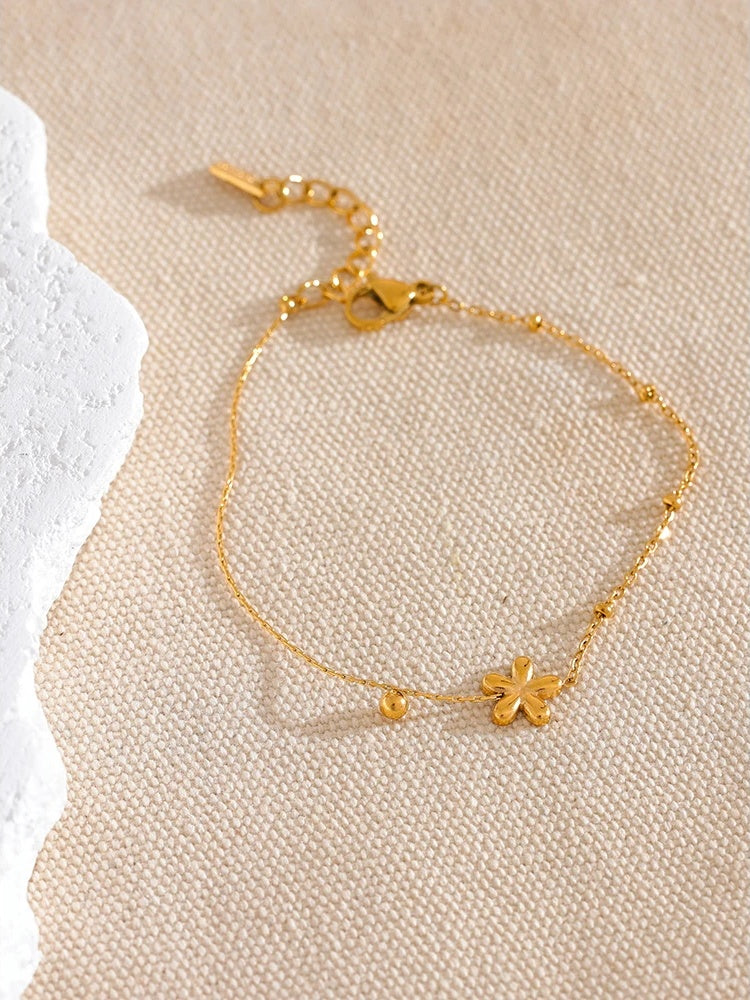 Flower chain chic charm link bracelet - product image