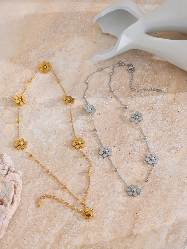Flower chain link necklace women - product image