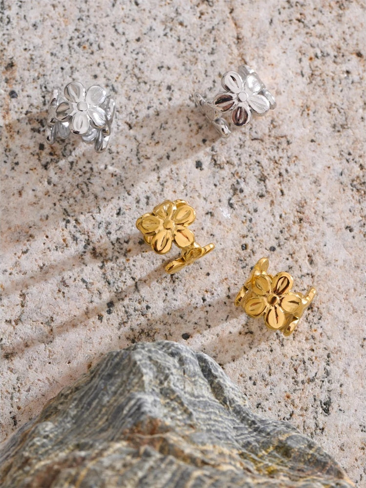 Flower ear bone clip earrings non-piercing - product image