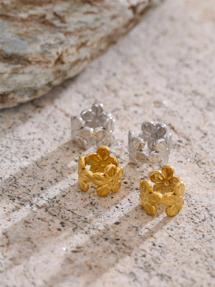 Flower ear bone clip earrings non-piercing - product image