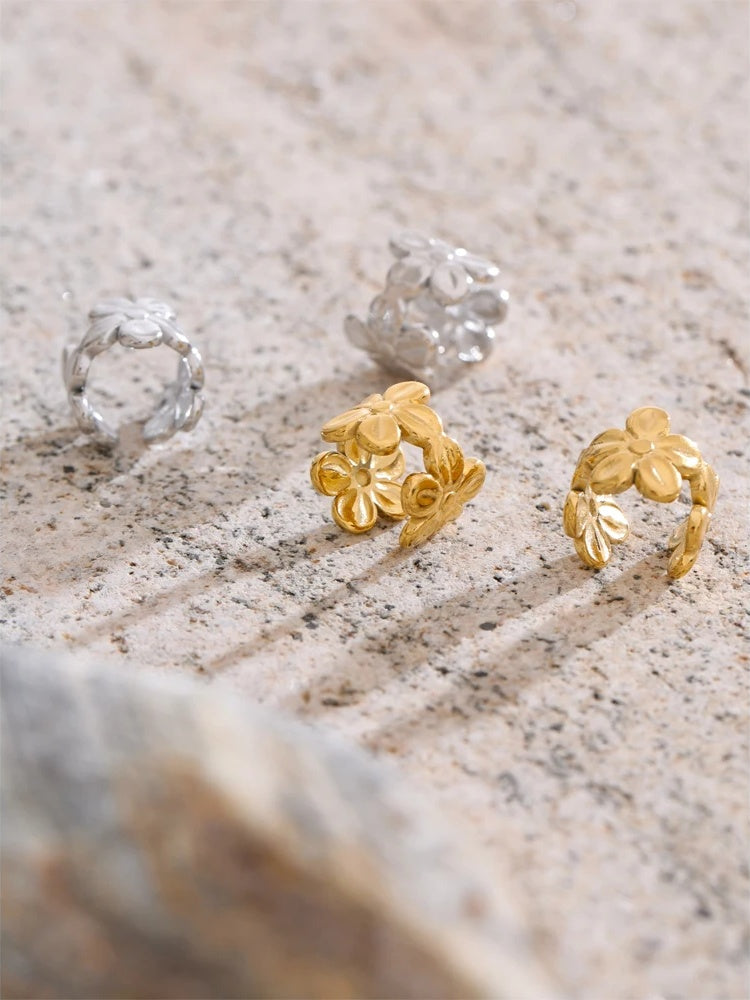 Flower ear bone clip earrings non-piercing - product image