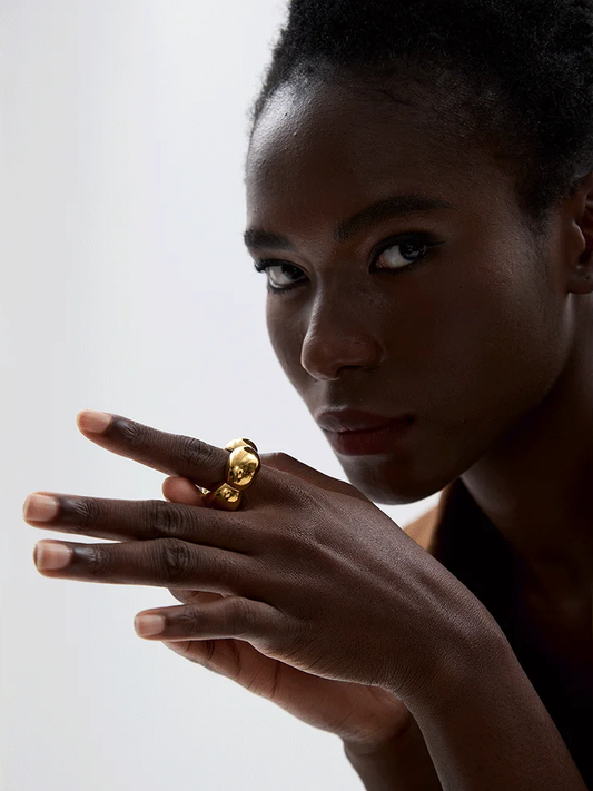 Flower hollow big contemporary ring - product image