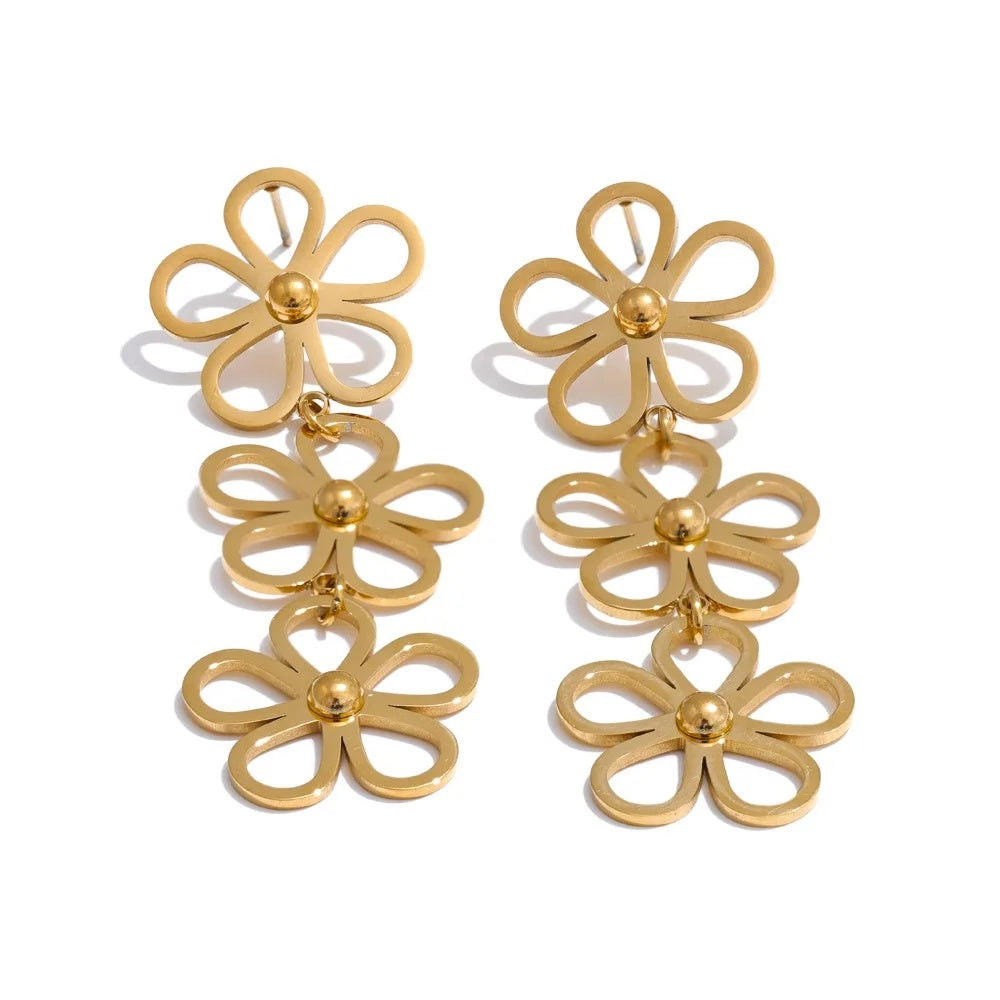 Flower long drop dangle earrings women fashion - product image