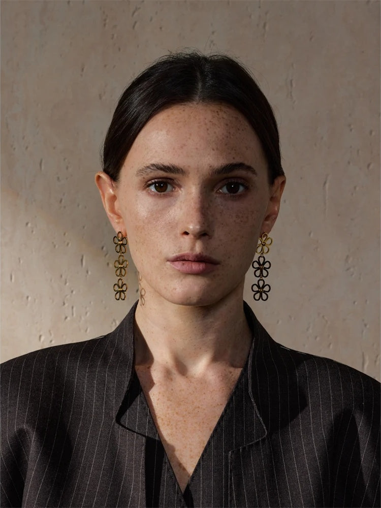 Flower long drop dangle earrings women fashion - product image