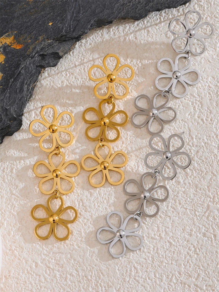Flower long drop dangle earrings women fashion - product image