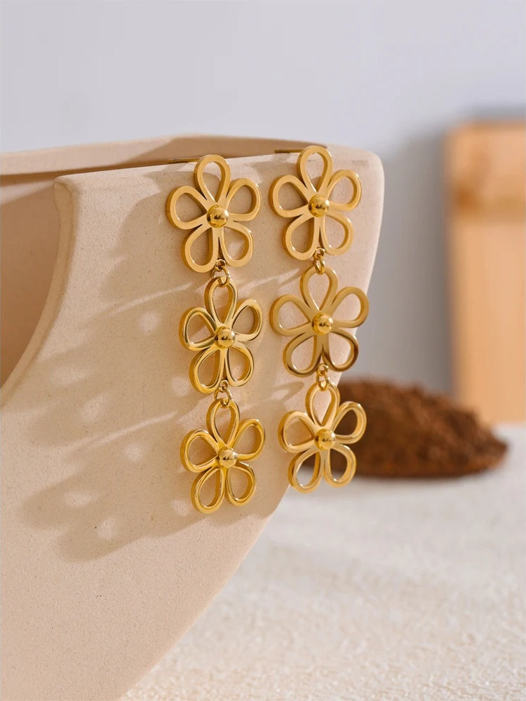 Flower long drop dangle earrings women fashion - product image