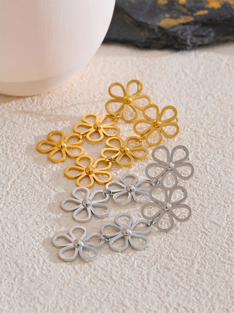 Flower long drop dangle earrings women fashion - product image