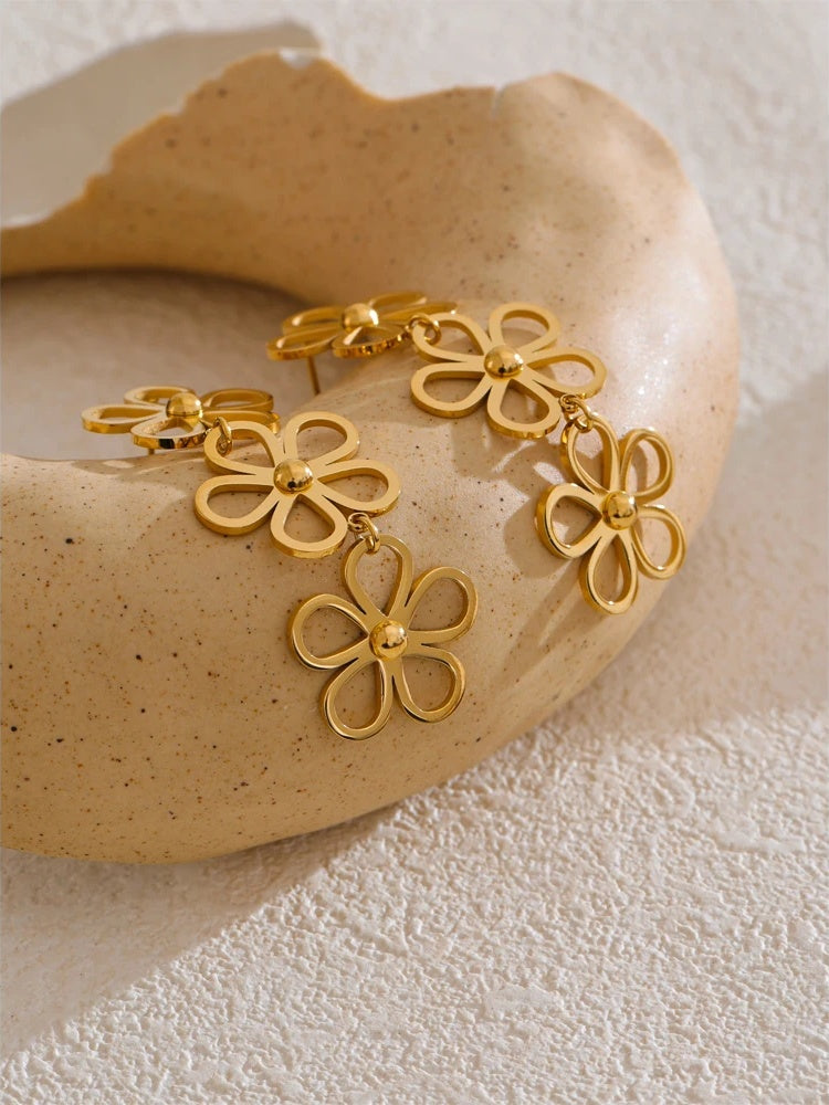 Flower long drop dangle earrings women fashion - product image