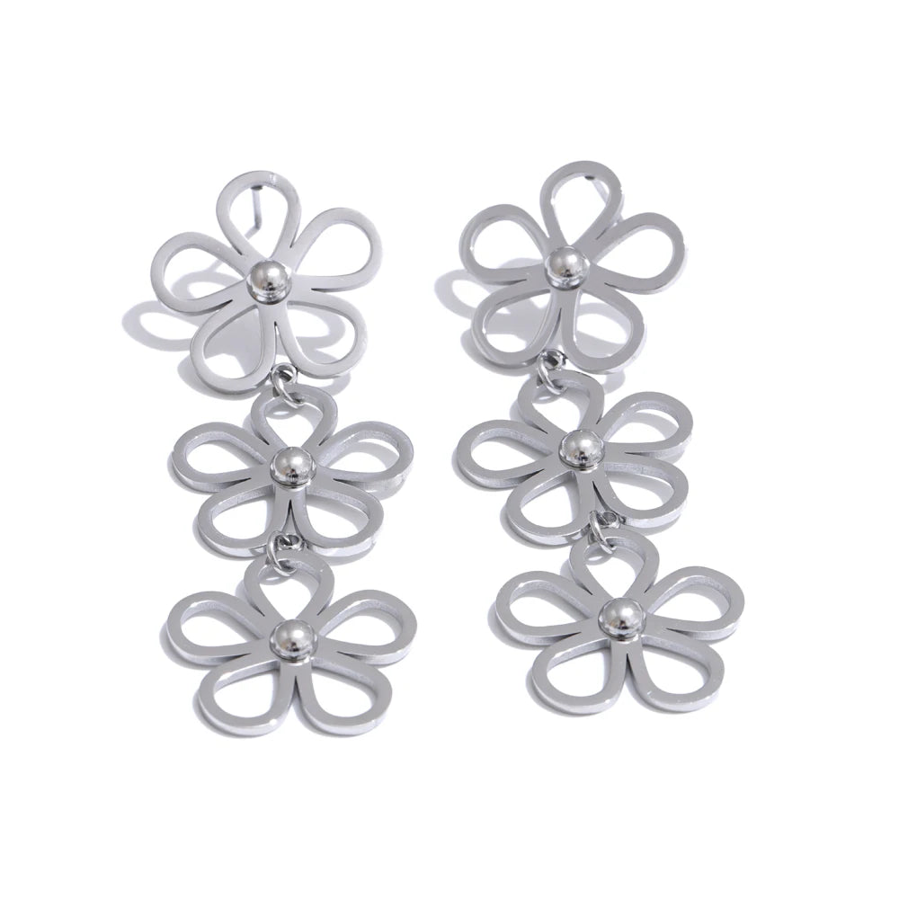 Flower long drop dangle earrings women fashion - product image