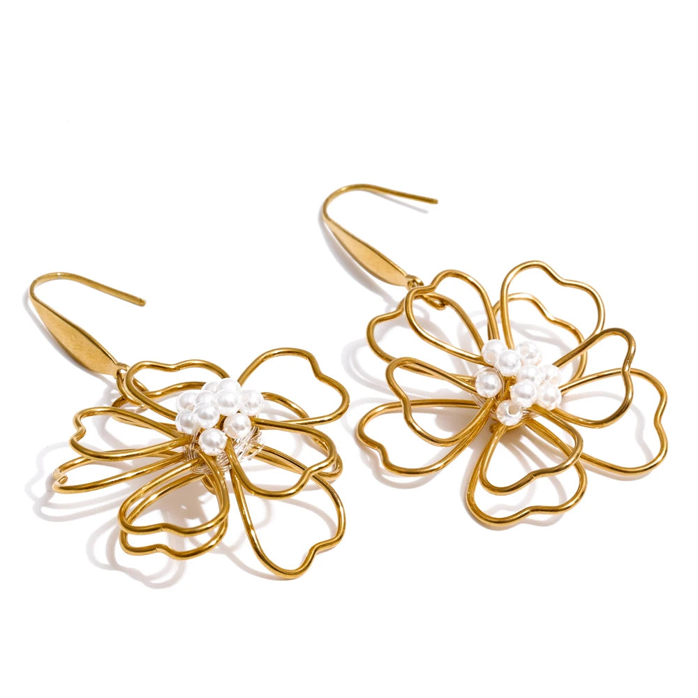 Flower necklace earrings ring jewelry set - product image
