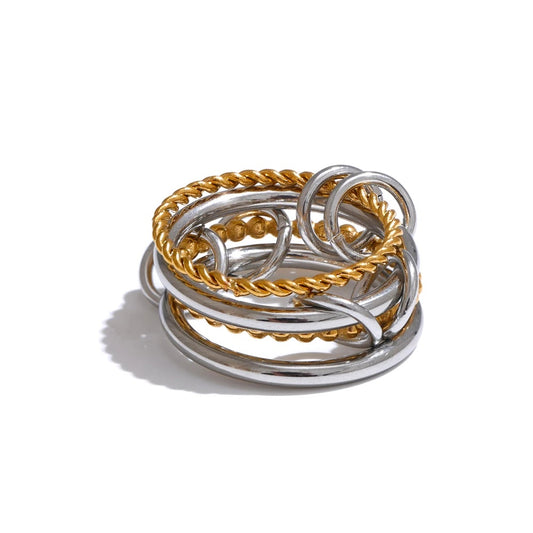 Four finger stacking modern metal ring - product image