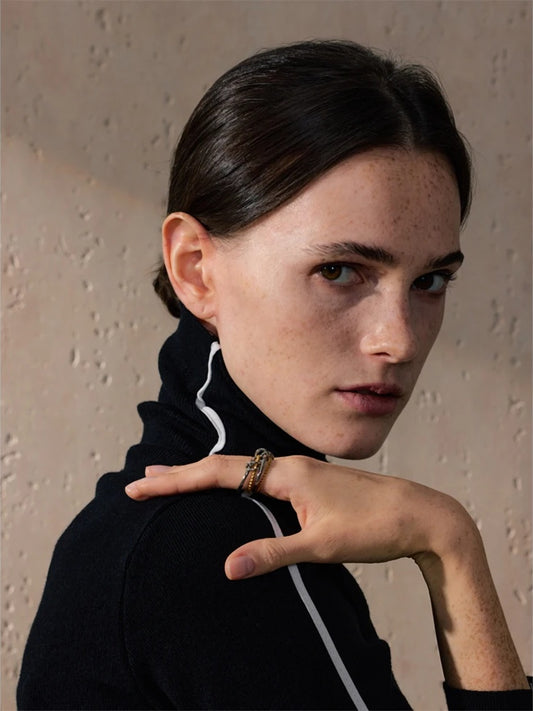 Four finger stacking modern metal ring - product image