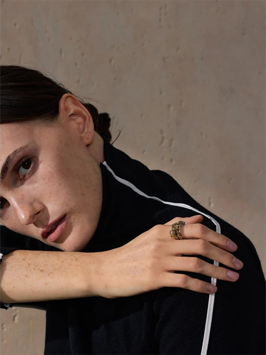 Four finger stacking modern metal ring - product image