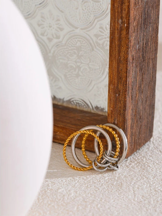 Four finger stacking modern metal ring - product image