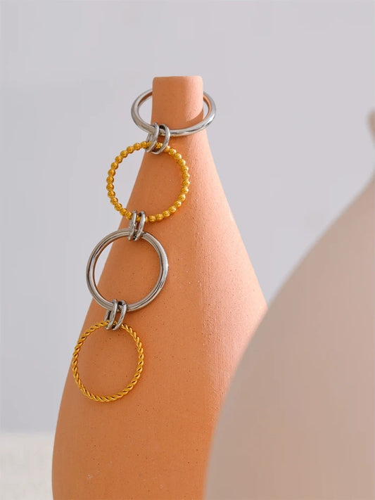 Four finger stacking modern metal ring - product image