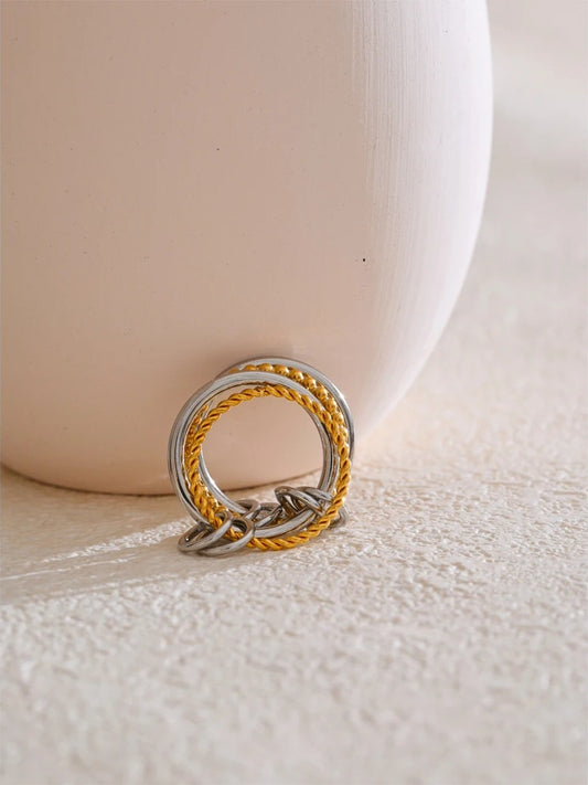 Four finger stacking modern metal ring - product image