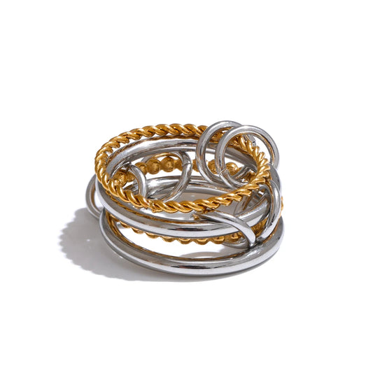 Four finger stacking modern metal ring - product image