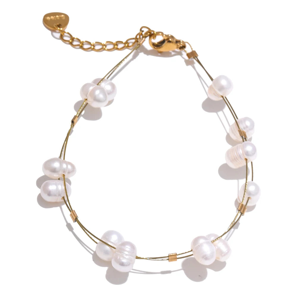 Freshwater pearl chain necklace bracelet set - product image