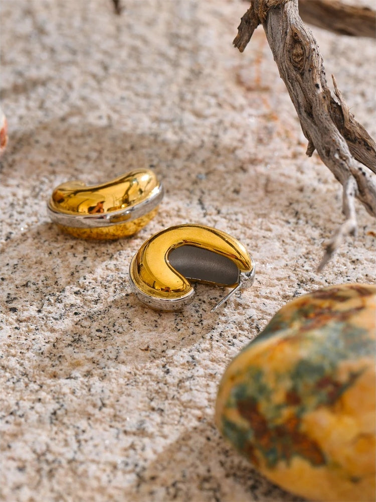 Glossy c-shape abstract waterproof earrings - product image