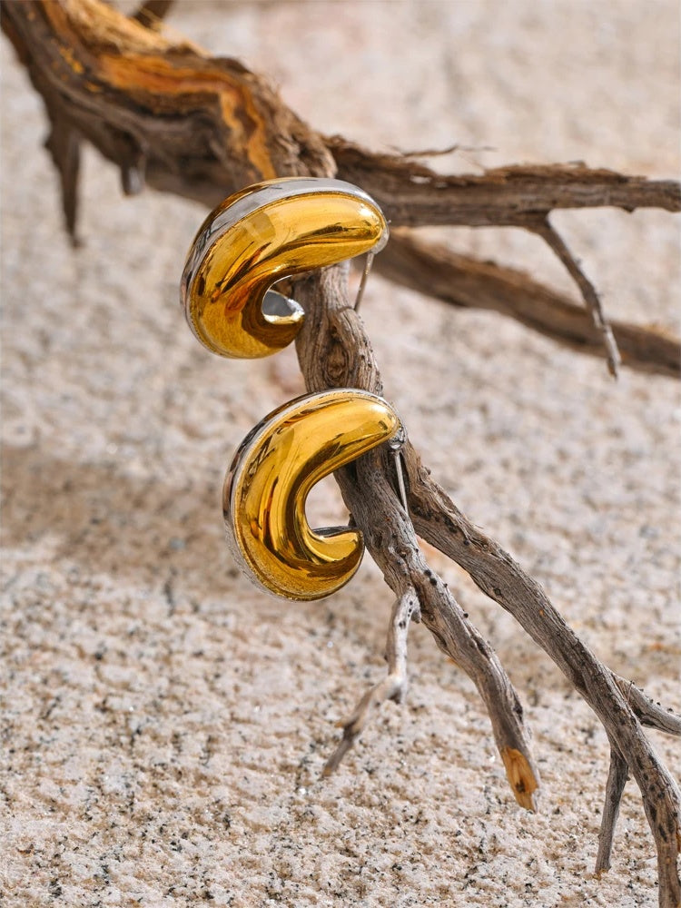 Glossy c-shape abstract waterproof earrings - product image