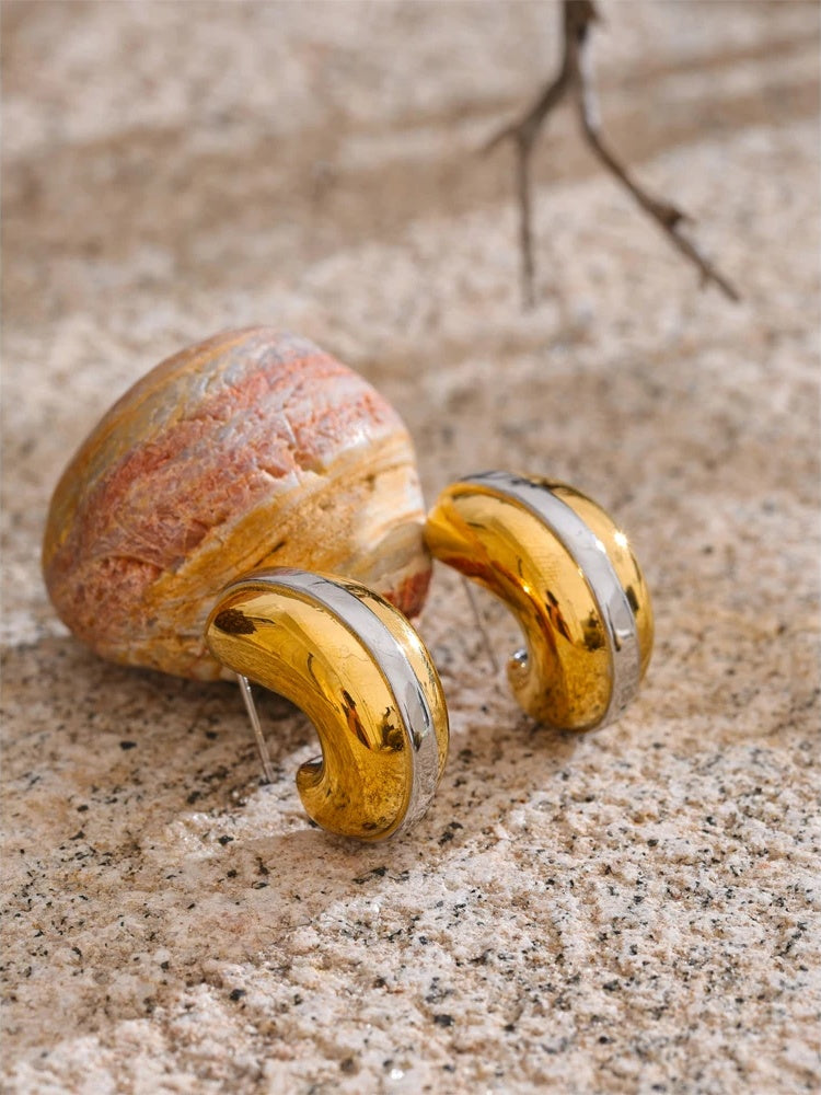 Glossy c-shape abstract waterproof earrings - product image