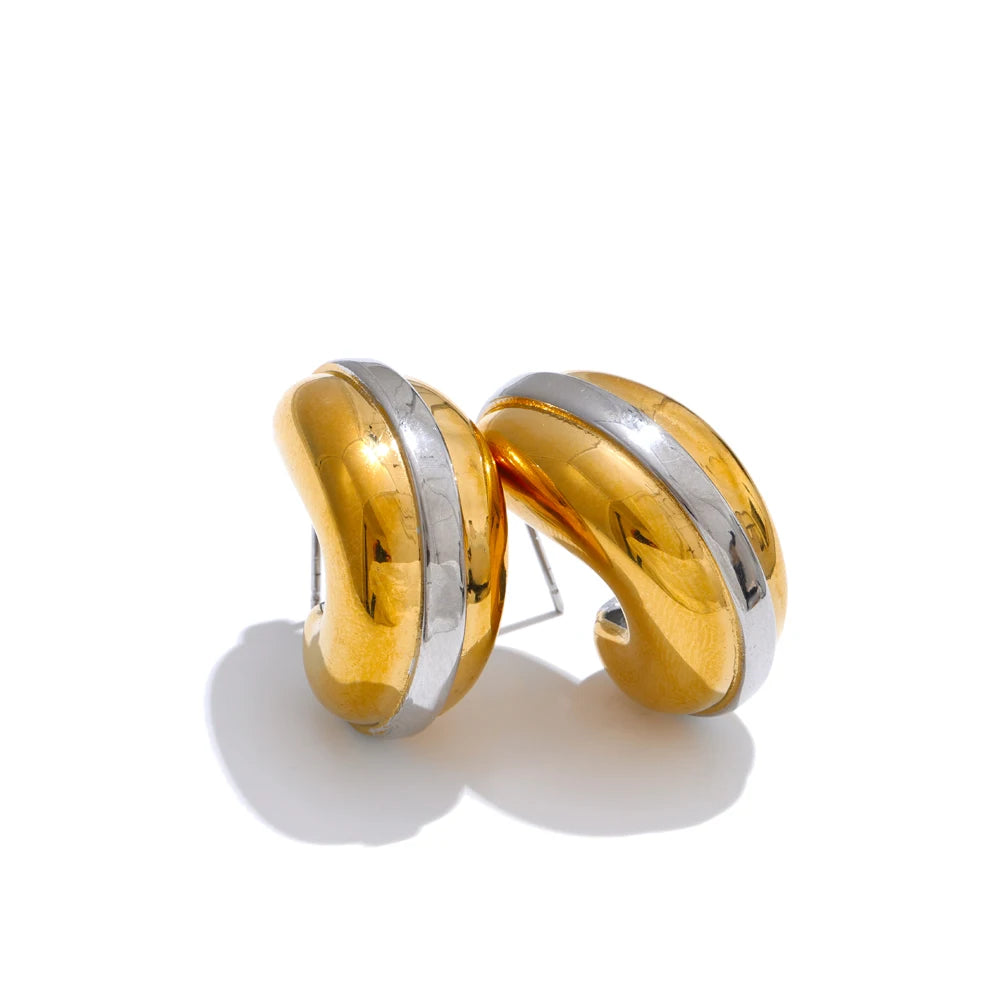 Glossy c-shape abstract waterproof earrings - product image