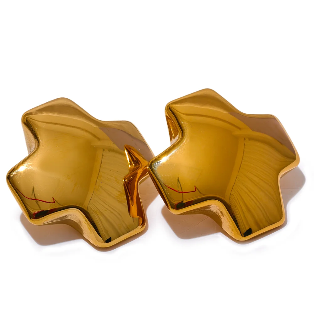 Glossy chunky cross stud earrings women - product image