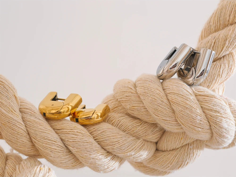Glossy u-shape hollow hoop earrings - product image