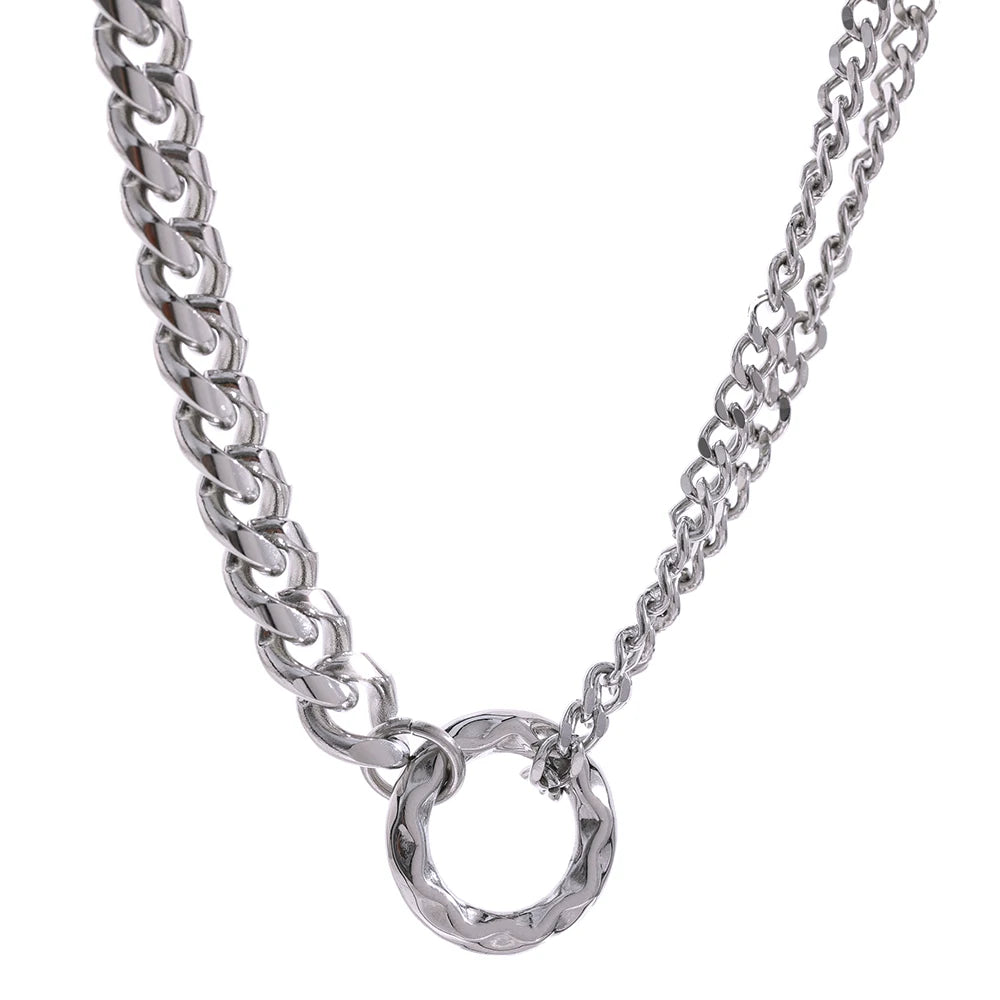 Gold color chain statement torques round necklace - product image