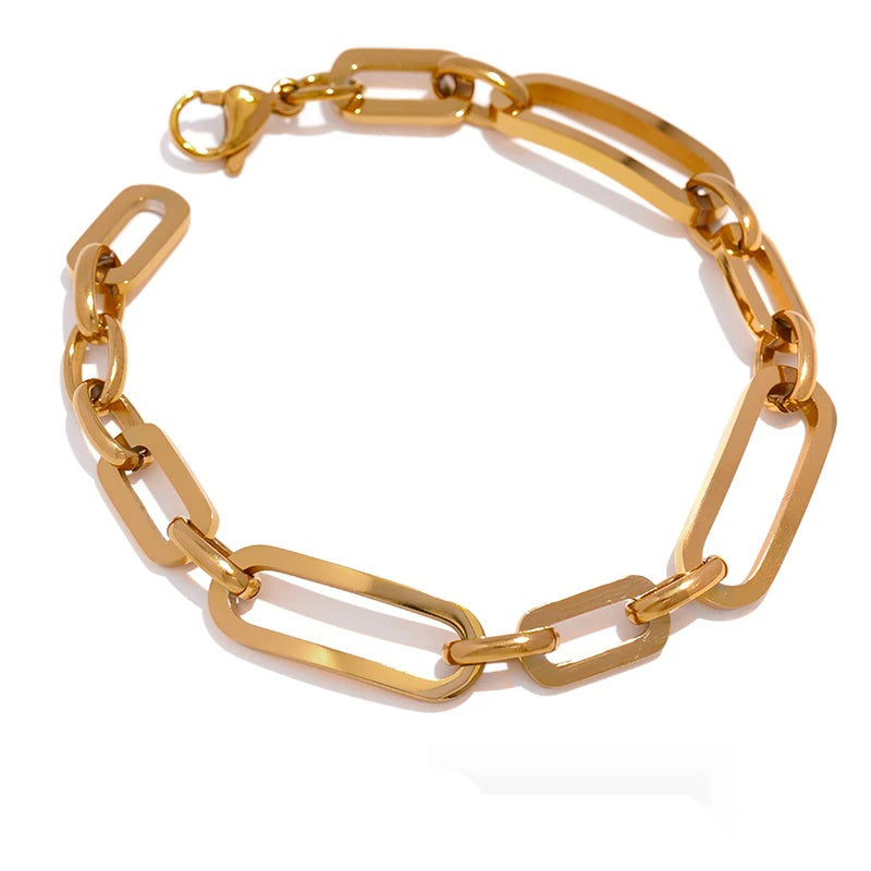 Golden link chain minimalist charm bracelet - product image