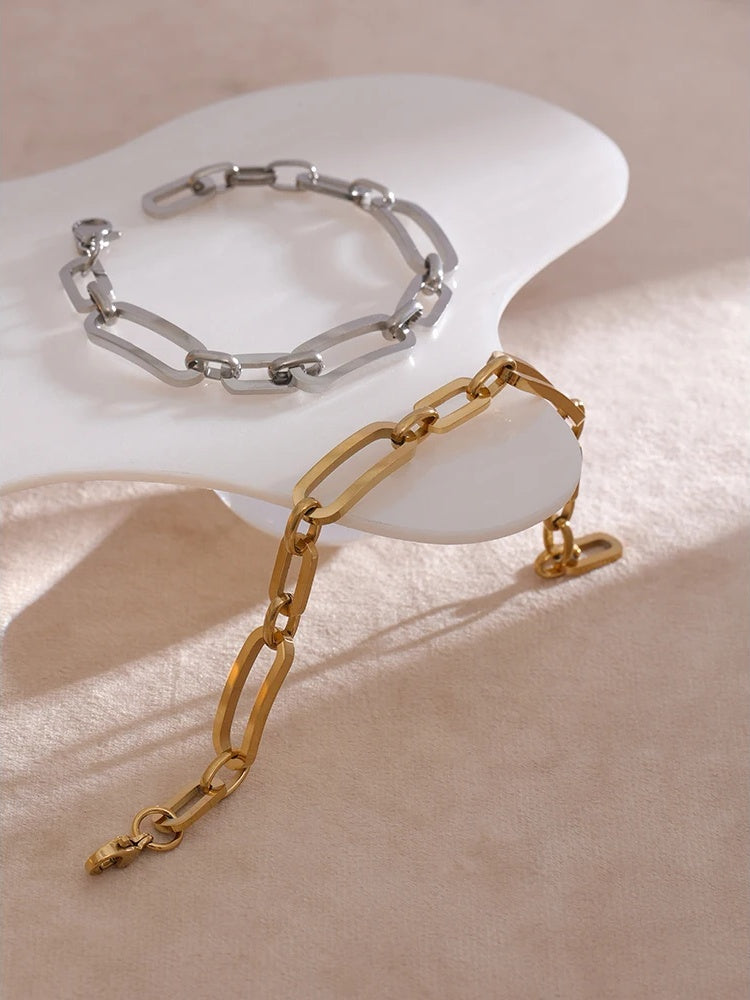 Golden link chain minimalist charm bracelet - product image