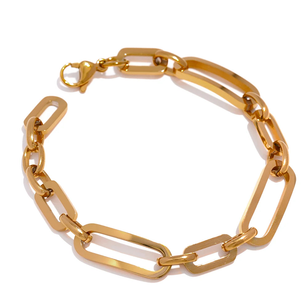 Golden link chain minimalist charm bracelet - product image
