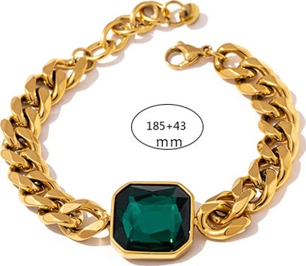 Green crystal thick chain hip hop women bracelet - product image
