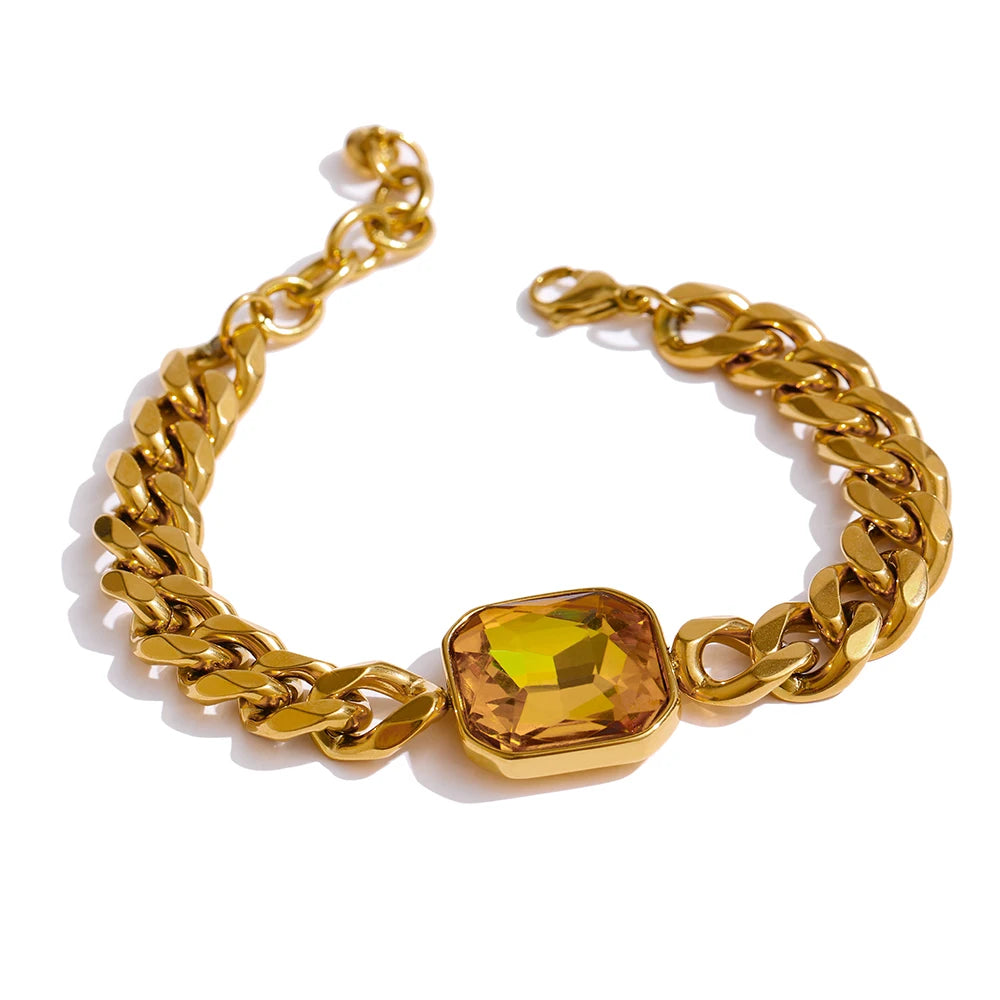 Green crystal thick chain hip hop women bracelet - product image